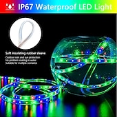 olcso Távirányító-5 m 16,4 láb rgb napelemes led szalag fénykötél 300 led smd2835 távirányítóval 8 mód színváltó usb töltés 1000mah ip67 vízálló kültéri dekor automata időzített