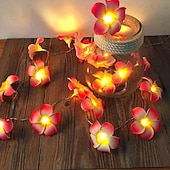 economico Striscie luci a batteria-3m 20 led luci stringa di fiori luce frangipani per la decorazione domestica luce fata ghirlanda ghirlanda lampada da decorazione per feste di nozze all&#039;aperto