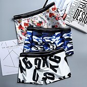 preiswerte Boxershorts für Herren-Herren 1 Packung Unterwäsche Grundlegendes Höschen Unterwäsche Boxer Grundlegend Polyester Antibakteriell Auslaufsicher Buchstabe Mittlere Taillenlinie Meerblau Schwarz