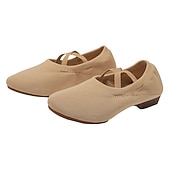 preiswerte Jazztanzschuhe-Damen Jazztanzschuhe Tanzschuhe Leistung Praxis Outdoor Absätze Starke Ferse Schwarz Kamel