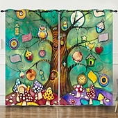 billiga Gardiner och draperier-mörkläggningsgardin draperier bondgård gardin 2 paneler svart för vardagsrum sovrum dörr kök balkong fönster behandlingar värmeisolerad