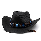 cheap Hats-Women&#039;s Cowboy Hats Vintage Turquoise Band Vacation Western Hats