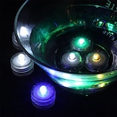 billige Undervannslamper-nedsenkbare led-lys 12 stk vanntett rgb undervannslys for bryllup telys badestamp dam akvarium svømmebasseng fest vase dekorasjon belysning