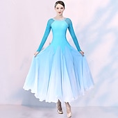 cheap Ballroom Dancewear-Ballroom Dance Competition  Dress Split Joint Crystals / Rhinestones Women&#039;s Training Performance Long Sleeve Mesh Spandex Chiffon
