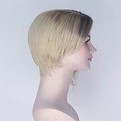 economico Parrucche dei personaggi dei film-il film Spider-Man nel ragnoverso di Gwen Stacy parrucche cosplay per donne parrucca sintetica corta marrone ombre bionda metà riccia metà lisci per ragazze usa parrucche di Halloween