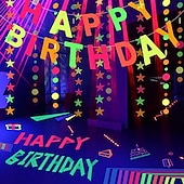 cheap Holiday Decoration-6pcs/Set UV Gaffer Fluorescent Party Tape Blacklight Reactive Glow In The Dark Tape Neon Cloth Tape Warning Stage Prop Home Decoration
