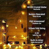 cheap Battery String Lights-10m 80LEDs Globe String Lights Mini Ball with Remote Control LED Christmas Light Ball String Lights 10m 80LED 8 Modes Lighting Waterproof Fairy Lights Wedding Party Garden Bedroom Home Decoration