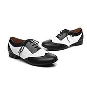 economico Scarpe da ballo uomo-scarpe da ballo oxford nere e bianche da uomo – classiche scarpe da ballo in pelle con lacci per spettacoli di latino, tango e swing