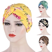 billige Hatter-kvinner muslim daglig turban folding kors knyttet hår skjerf elastisk hodeplagg hodeplagg bandanaer dame hår hatter lue håravfall tilbehør