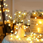 cheap Battery String Lights-10m 80LEDs Globe String Lights Mini Ball with Remote Control LED Christmas Light Ball String Lights 10m 80LED 8 Modes Lighting Waterproof Fairy Lights Wedding Party Garden Bedroom Home Decoration