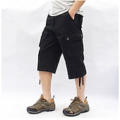 billiga Klassisk-Herr Cargo-shorts Vandringsshorts Militär Sommar Utomhus Ripstop Andningsfunktion Snabb tork Multi Pocket Capribyxor Underdelar Under knäet Amy Green Svart Bomull Klättring Camping / vandring