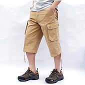 billiga Klassisk-Herr Cargo-shorts Vandringsshorts Militär Sommar Utomhus Ripstop Andningsfunktion Snabb tork Multi Pocket Capribyxor Underdelar Under knäet Amy Green Svart Bomull Klättring Camping / vandring