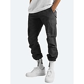 economico Pantaloni cargo-Per uomo Pantaloni cargo Coulisse sulle gambe Tinta unica Ripstop Traspirante Fine settimana Abbigliamento di strada Classico Informale Nero Giallo