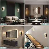 abordables Appliques murales d&#039;intérieur-Ensemble d&#039;appliques murales modernes en acrylique de 2 pièces comprenant une applique murale décorative à tête simple ou à double tête Type de suspension murale à température réglable à 3 couleurs