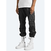 economico Pantaloni cargo-Per uomo Pantaloni cargo Coulisse sulle gambe Tinta unica Ripstop Traspirante Fine settimana Abbigliamento di strada Classico Informale Nero Giallo