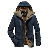 billiga Herrjackor och -rockar-herr vinter fleecejacka militära taktiska jackor tjocka varma jackor avtagbar luva vindjacka sport trenchcoats topp parka plus size fleecefoder flerfickor fritids ytterkläder brun
