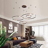Χαμηλού Κόστους Πολυέλαιοι-4φωτα led 110w κυκλικός πολυέλαιος led μοντέρνα κρεμαστά φώτα χρυσό καφέ για σαλόνι μπαρ δωμάτιο γραφείο 4 στρώσεις dimmable με τηλεχειριστήριο ρυθμιζόμενο μόνο με τηλεχειριστήριο