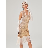 olcso Ruhák-Ordító 20-as évek 1920-as évek Koktélruha Flapper ruha Ruhák Álarcosbál Szabályos A nagy Gatsby Charleston Esküvői Vendég Flitter Rojt Női Mindszentek napja Farsang Álarcos mulatság Farsang Esküv