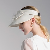 abordables Sombreros de fiesta-sombreros de paja de playa bohemia/sombreros de paja con lazo de satén casual/tocado de vacaciones/protección solar