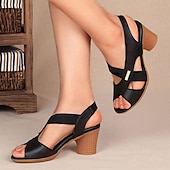abordables Sandales femme-Sandales à talons compensés kaki pour femmes avec brides élastiques et bout ouvert, chaussures d&#039;été confortables pour la marche, le bureau et les tenues décontractées quotidiennes