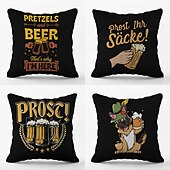 tanie Wakacyjna poszewka na poduszkę-Oktoberfest party dwustronnie poszewka na poduszkę 4pc miękka dekoracyjna kwadratowa poszewka na poduszkę poszewka na poduszkę poszewka na poduszkę do sypialni salon najwyższej jakości