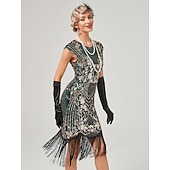 economico Abiti degli anni '20-Anni Ruggenti Anni 1920 Lunghezza al ginocchio Vestito Abito Flapper Abito da Ballo Normale Cortissima Il grande Gatsby Charleston Invitato al matrimonio Paillettes Frangia con nappe Scollo Tondo