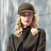 cheap Party Hats-Retro 100% Wool Hats with Metal 1pc Casual Headpiece