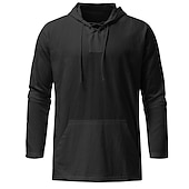 preiswerte Freizeithemden für Herren-Herren Hemd Sommerhemd Strandhemd Feste Farbe Strasse Casual Schwarz Weiß Blau Khaki Langarm Mit Kapuze Sommer Bekleidung