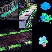 olcso dekoratív kerti karók-90db/csomag kültéri udvar világító kövek kerti kavicsok sötétben világítanak akvárium dekoráció természetes kristályok sziklák