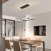 זול אורות תליון-אור תקרה לד 80W 4 עיגולים מתכוונן גובה LED מודרני תקרה אור זהב ושחור מתאים לחדר אוכל וחדר שינה ac110v ac220v