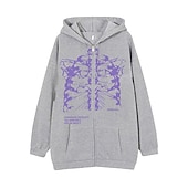 preiswerte 3D Muster-Herren Graphic Totenkopf Motiv Hoodie Sweatshirt Kapuze Hoodies Pullover Kapuzenshirt mit durchgehendem Reißverschluss Langarm Sweatshirt mit Kapuze Mit Kapuze Cool Sport &amp; Natur Strassenmode Schwarz