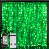 お買い得  プラグイン式電源-屋外クリスマスウィンドウライト 3x3m-300led プラグイン 8 モードカーテンライト 9 色リモートコントロールウィンドウ壁掛けライト クリスマスの装飾のための暖かい白 rgb 寝室の結婚式のパーティーガーデン屋内