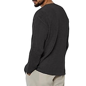 cheap Men's Pullover Sweater-Men's Christmas Jumper Christmas Sweaters Sweater Holiday sweater Pullover Sweater Jumper Ribbed Knit Knitted V Neck Going out Weekend Clothing Apparel Fall Winter Black Pink M L XL