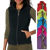 economico Gilet-Per donna Giubbino da escursione Gilet di pile da escursione Inverno All&#039;aperto Tinta unica Antivento Traspirante Caldo Comodo Canottiera / Gilet / Canotta Top Campeggio e hiking Caccia Sci Nero
