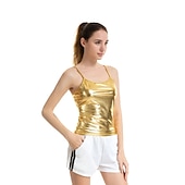 tanie Najfatalniejszy-Metaliczne Lata 80 Błyszczący patent na lateks Koszulka damska na ramiączkach Skóra PU Pasek Spaghetti Strój na bal maskowy Damskie Bal maskowy Impreza Wieczór panieński Parada równości Dla dorosłych