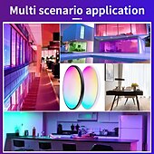 abordables Luces de techo regulables-rgbcw a todo color atenuación inteligente y combinación de colores lámpara de techo del dormitorio 24w wifi aplicación de graffiti lámpara de techo de voz bluetooth se puede programar 2.4g se puede