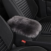 abordables Reposacabezas para coche-Funda de Consola Central de Auto Universal Funda de Apoyabrazos de Piel de oveja de cuero genuino Protector Esponjoso