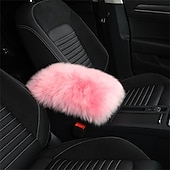 abordables Reposacabezas para coche-Funda de Consola Central de Auto Universal Funda de Apoyabrazos de Piel de oveja de cuero genuino Protector Esponjoso