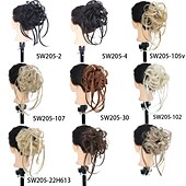 abordables Queue-de-cheval-chignon désordonné morceau de cheveux super long ébouriffé chignon extensions chignon cheveux ondulés wrap queue de cheval postiches cheveux chouchous avec élastique bande de cheveux pour femmes