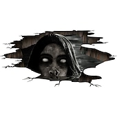 billige Halloween klistremerker-3d halloween gulvveggdekorer, avtagbare spøkelses halloween veggklistremerker dekorasjoner, skumle halloween dekaler for veggdekor dekorasjoner for soverommet, halloween vindu klamrer seg til glassvinduer