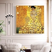 voordelige Beroemde schilderijen-mintura handgemaakte portret van adele bloch-bauer olieverf op canvas wall art decoratie gustav klimt beroemde foto voor home decor rolde frameloze ongestrekte schilderij