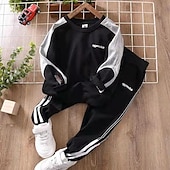 economico Completini per bambini-Da ragazzo 3D Color Block Set felpa con cappuccio e pantaloni della tuta Completo Manica lunga Autunno Inverno Di tendenza Stile preppy Cotone Bambino 3-12 anni Sport Standard