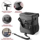 cheap Car Organizers-Car Trash Can with Lid - Car Trash Bag Hanging with Storage Pockets Collapsible and Portable Car Garbage Bin