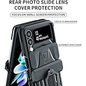 levne Pouzdra pro Samsung-telefon Carcasă Pro Samsung Galaxy Z Flip 4 Z Flip 3 Pro náročný provoz Držák na prsteny Magnetické Chránič objektivu fotoaparátu Jednobarevné PC