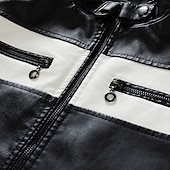 baratos Casacos &amp; Sobretudos para Homem-Homens Blusão de couro falso Jaqueta de Transição Jaqueta de motociclista Jaqueta de Motocicleta Diário Motocicletas Térmico / Quente Á Prova-de-Chuva Zip Completo Outono Cores Variadas Simples