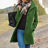 voordelige Winterjassen-Dames Jas Casual / Dagelijks Street Style Gesmokt Buiten Straat Vakantie Uitgaan Polyester Lang Jas Winter Herfst Groen Donker Grijs Enkele rij knopen Strijkijzer Normale pasvorm S M L XL XXL 3XL