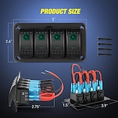 cheap Car Charger-4 Gang Rocker Switch Panel 5Pin On Off Toggle Switch Aluminum Holder 12V 24V Dash Pre-Wired Blue Green Red Backlit Switches for Automotive Cars Marine Boats RVs Truck