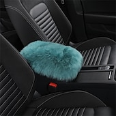 abordables Reposacabezas para coche-Funda de Consola Central de Auto Universal Funda de Apoyabrazos de Piel de oveja de cuero genuino Protector Esponjoso