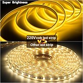 cheap Neon LED Lights-2M-30M COB LED Strip Light Plug in Flexible 220V Waterproof IP67 High Voltage Led Strip Multiple Colors 240LEDs/M Waterproof Led Light Strips for Bedroom Living Room Kitchen Furniture