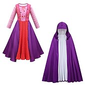 cheap Girls&#039; Costumes-Hocus Pocus Witch Dress Cloak Vacation Dress Cosplay Movie Cosplay for Girls&#039; Kid&#039;s Children&#039;s Day Masquerade